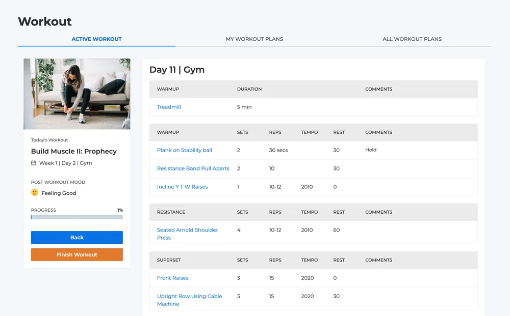 FitnessGenes app on a tablet showing a genetic workout plan