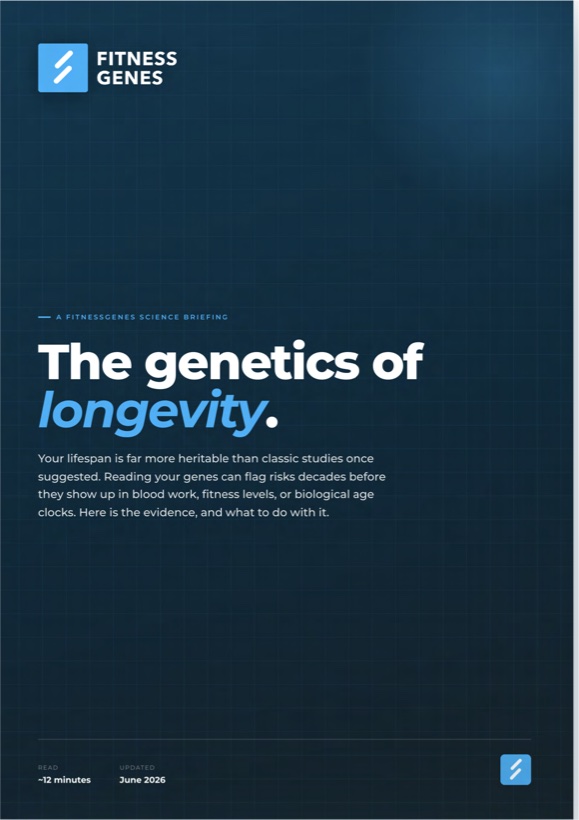 The Genetics of Longevity — a FitnessGenes science briefing, cover